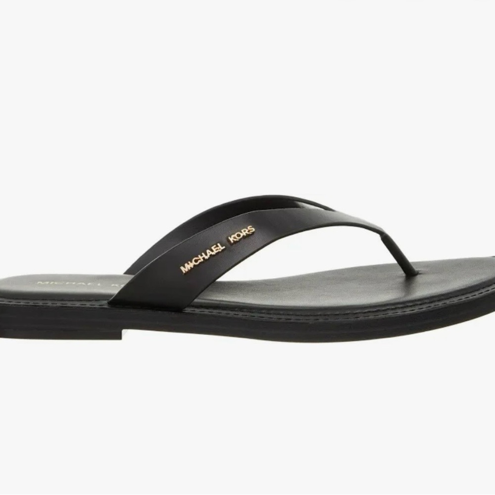 Michael Kors Black Sandals with Gold Accents
